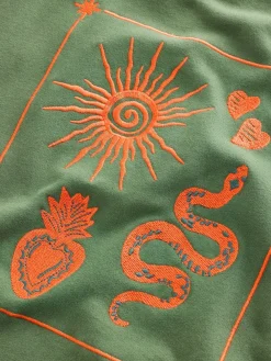 Never Fully Dressed Embroidered Sweatshirt Khaki Green