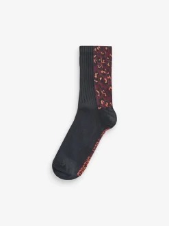 Never Fully Dressed Ribbed Socks 3 Pack Leopard/Burgandy/Orange Clearance