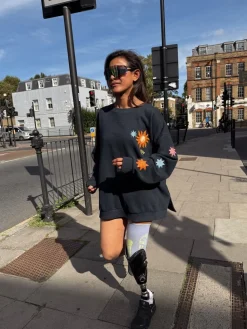 Never Fully Dressed Navy Embroidery Cotton Sweatshirt