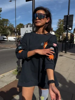 Never Fully Dressed Navy Embroidery Cotton Sweatshirt