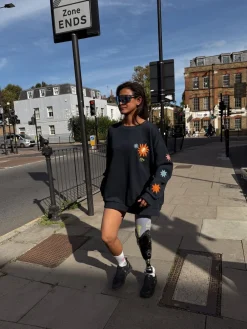 Never Fully Dressed Navy Embroidery Cotton Sweatshirt