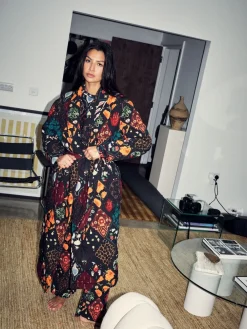 Never Fully Dressed Night Garden Quilted Robe with Faux Fur Lining Online