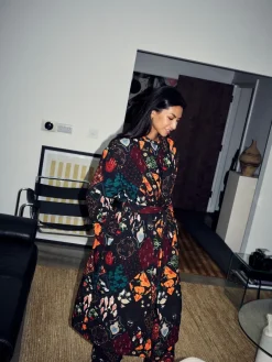 Never Fully Dressed Night Garden Quilted Robe with Faux Fur Lining Online