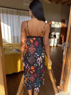 Never Fully Dressed Night Garden Satin Long Line Robe Hot