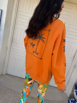 Never Fully Dressed Embroidered Sweatshirt Orange Best