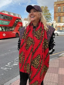 Never Fully Dressed Blanket Scarf Red Animal Bow Discount