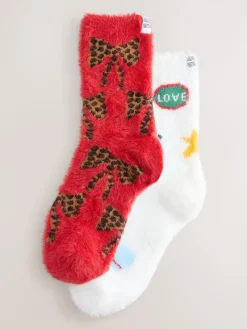Never Fully Dressed Red/White Elements Cosy Socks 2 Pack Best