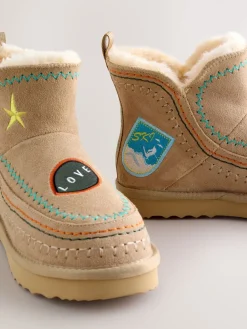 Never Fully Dressed Suede Leather Boots Stone Embroidery Best