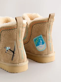 Never Fully Dressed Suede Leather Boots Stone Embroidery Best