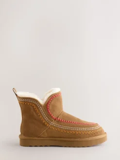 Never Fully Dressed Suede Leather Boots Tan Brown New