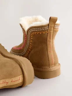 Never Fully Dressed Suede Leather Boots Tan Brown New