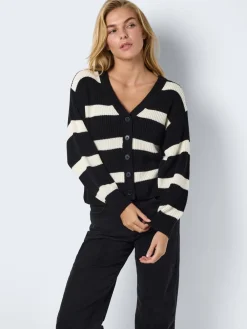 NOISY MAY Black Stripe Long Sleeve Cardigan Online