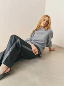 Nothing Ordinary Black Faux Leather Side Stripe Trousers