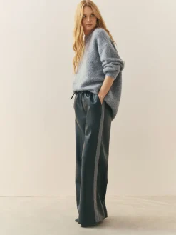 Nothing Ordinary Black Faux Leather Side Stripe Trousers