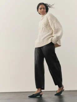 Nothing Ordinary Faux Leather Barrel Leg Trousers Black Hot