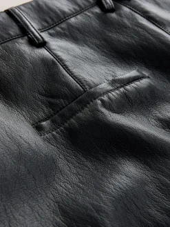 Nothing Ordinary Faux Leather Barrel Leg Trousers Black Hot