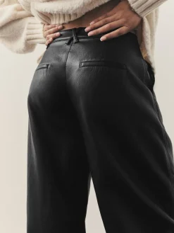 Nothing Ordinary Faux Leather Barrel Leg Trousers Black Hot