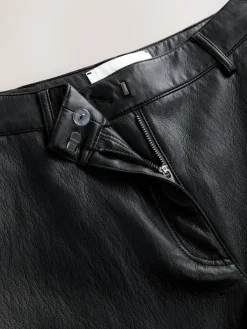 Nothing Ordinary Faux Leather Barrel Leg Trousers Black Hot