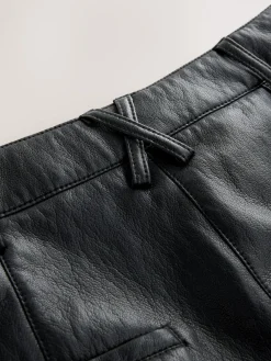 Nothing Ordinary Faux Leather Barrel Leg Trousers Black Hot