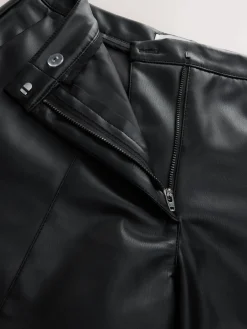 Nothing Ordinary Black Faux Leather Knee Length Bermuda Shorts Online