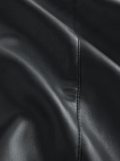 Nothing Ordinary Black Faux Leather Knee Length Bermuda Shorts Online