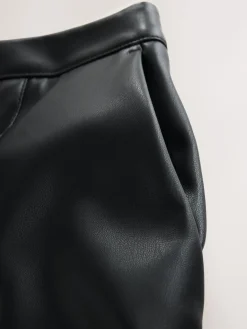 Nothing Ordinary Black Faux Leather Knee Length Bermuda Shorts Online