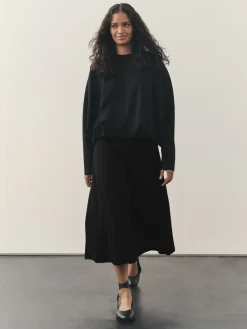 Nothing Ordinary Black Luxe A-Line Midi Skirt