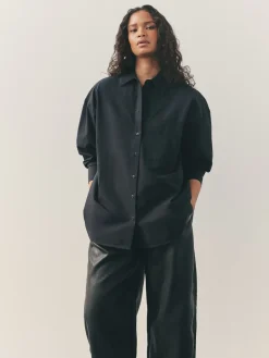 Nothing Ordinary Pure Cotton Relaxed Shirt Black Sale