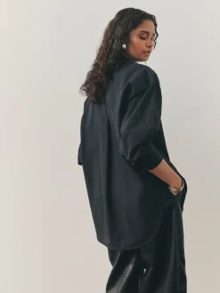 Nothing Ordinary Pure Cotton Relaxed Shirt Black Sale