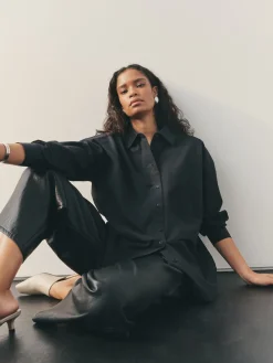 Nothing Ordinary Pure Cotton Relaxed Shirt Black Sale