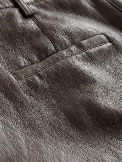 Nothing Ordinary Faux Leather Barrel Leg Trousers Chocolate Brown Hot