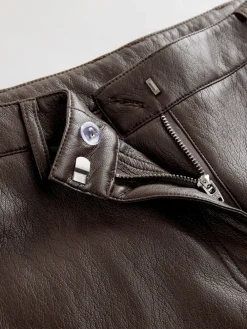 Nothing Ordinary Faux Leather Barrel Leg Trousers Chocolate Brown Hot