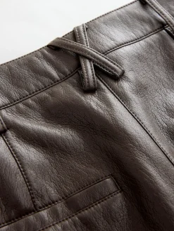 Nothing Ordinary Faux Leather Barrel Leg Trousers Chocolate Brown Hot