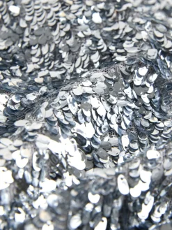 Nothing Ordinary Silver Sequin High Waist Wide Leg Trousers Hot