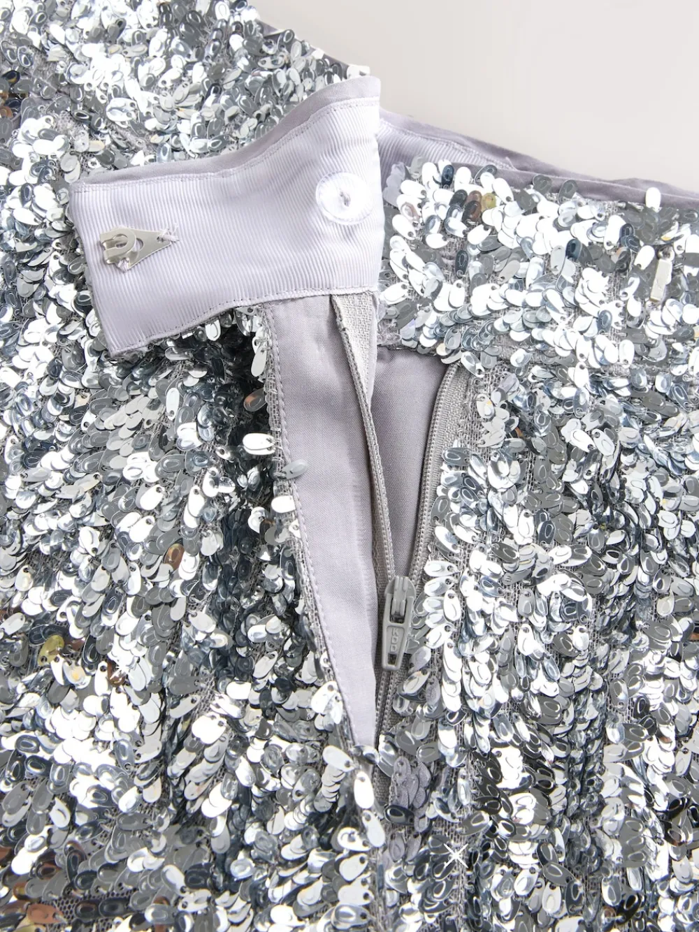 Nothing Ordinary Silver Sequin High Waist Wide Leg Trousers Hot