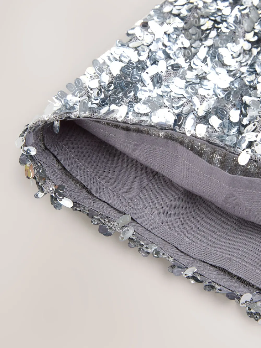 Nothing Ordinary Silver Sequin High Waist Wide Leg Trousers Hot