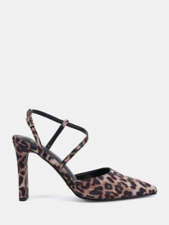 Novo Wide Fit Indie Point Toe Strappy Court Shoes Animal Discount