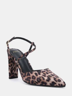 Novo Wide Fit Indie Point Toe Strappy Court Shoes Animal Discount