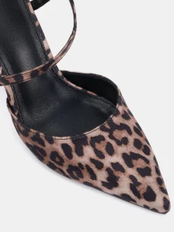 Novo Wide Fit Indie Point Toe Strappy Court Shoes Animal Discount