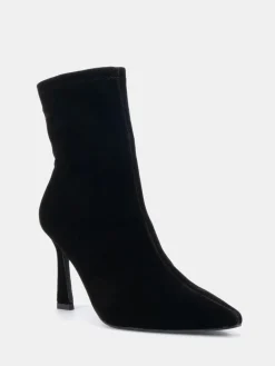 Novo Kiss Point Toe Stiletto Stretch Ankle Boots Black Chrome Outlet
