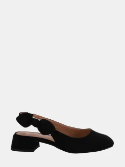 Novo Claudia Wide Fit Fit Bow Low Block Slingbacks Black Clearance