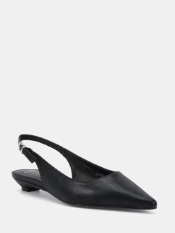 Novo Clover Point Toe Low Heel Slingback Shoes Black Best
