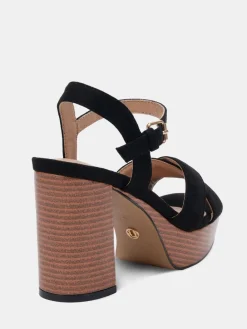 Novo MADISON Platform Heeled Sandals Black New