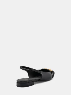 Novo Wide Fit Colish Hardware Slingback Flats Black Best