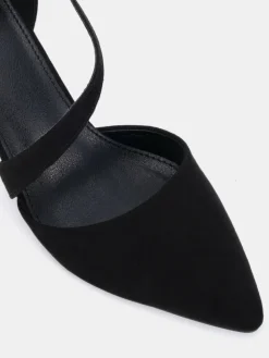 Novo Wide Fit Idaho Mid Block Asymetric Strap Point Courts Black New