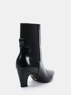 Novo Wide Fit Kennedy Curved Mid Heel Chelsea Ankle Boots Black New