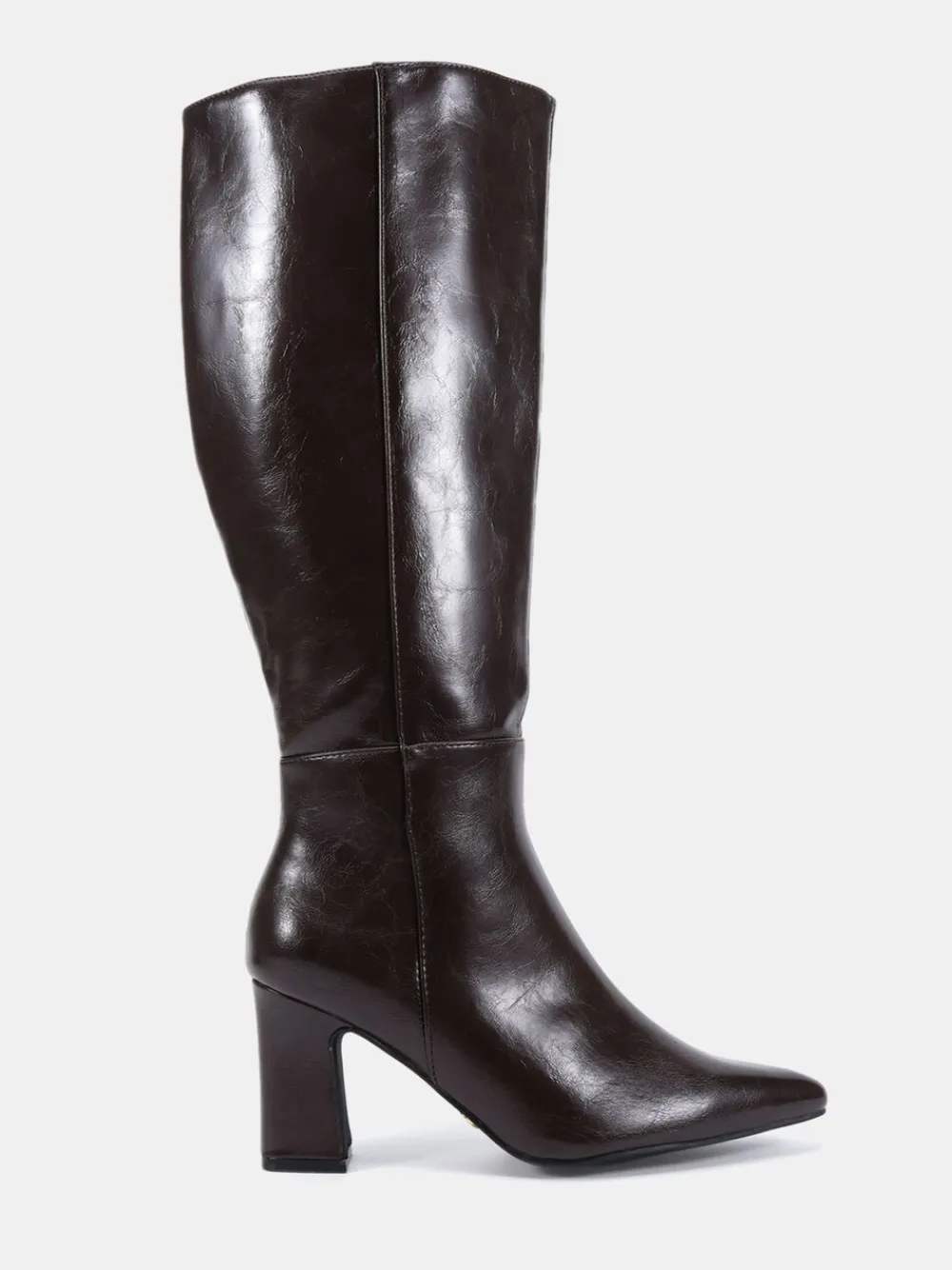 Novo Gala Point Toe Block Heel Knee Boots Brown Sale