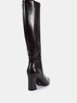 Novo Gala Point Toe Block Heel Knee Boots Brown Sale