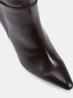 Novo Gala Point Toe Block Heel Knee Boots Brown Sale