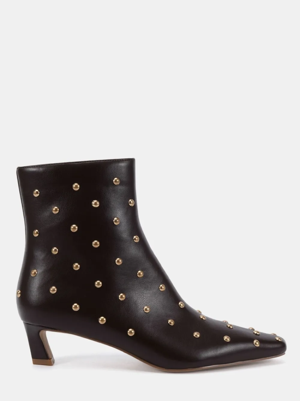 Novo Wide Fit Wide Fit Kiki Studded Low Heel Ankle Boots Brown Clearance